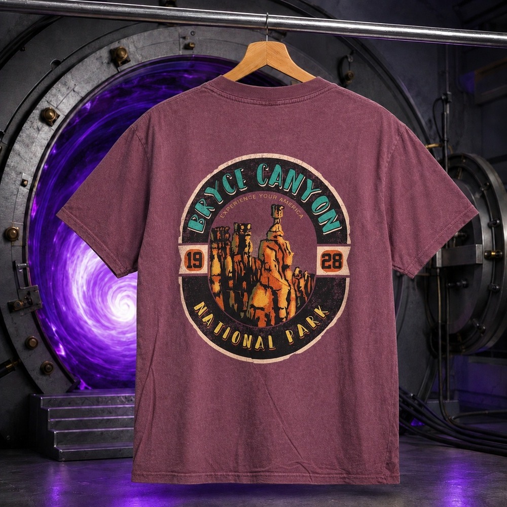 Bryce Canyon National Park Graphic Tee Plum Purple Large Retro Wash Streetwear